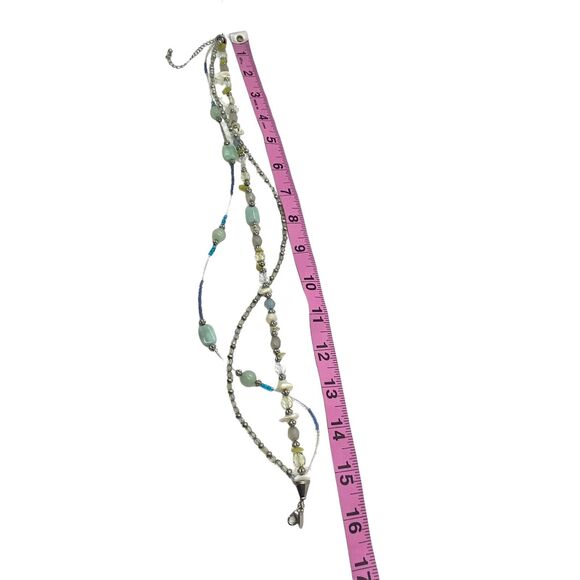 Lia Sophia Necklace Womens Silver Tone Three Strand Stone Crystal Shell Beaded - Picture 11 of 16